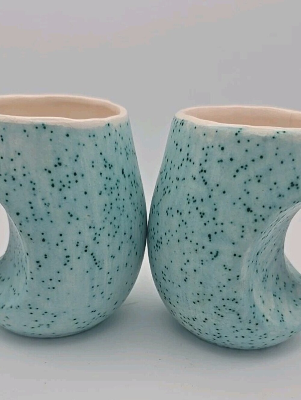 Handmade POTTERY Mug Cup Coffie Cup MCM 74 Speckled One Of A Kind Blue And Green